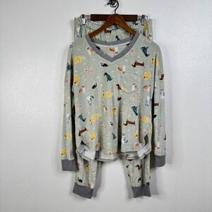 Cuddl Duds Dog Print‎ Soft Pajama Set Size Medium